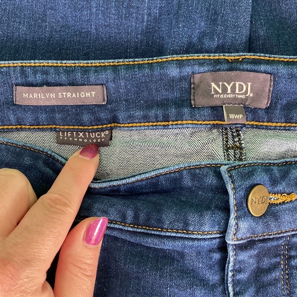 NYDJ Petite Marilyn Straight Dark Wash Jeans - Picture 13 of 16